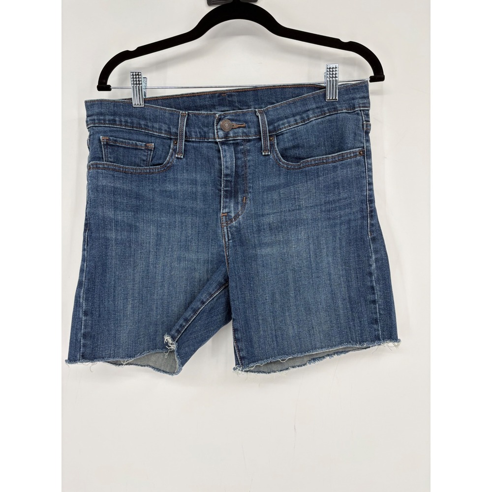 Levi's Denim Shorts Womens 30 Blue Medium‎ Wash Raw Hem Stretch Casual 2393